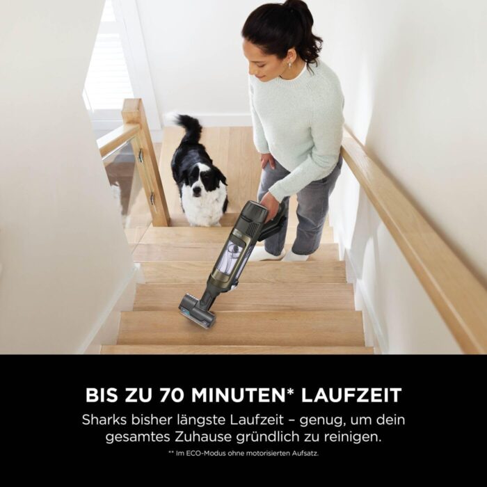 Shark PowerDetect Clean & Empty Akku-Staubsauger mit Absaugstation, bis 70 Min. Laufzeit, kabellos, selbstentleerend, für Tierhaare, Allergiker, Teppich und Hartböden, mit LED-Licht, IP3225EUT