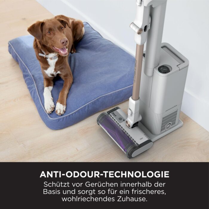 Shark Detect Clean & Empty Akku-Staubsauger, kraftvolle Saugkraft, DirtDetect, selbstleerende 2-l-Basis, 60 Min., Anti Hair Wrap, Aufsatz für Haustiere, Multi-Oberflächen und Fugen, Weiß IW3612EUT