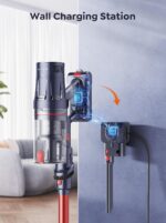 Akku Staubsauger Kabellos 600W 50KPa, Akkustaubsauger mit 65 Min Laufzeit, Selbststehender Stabstaubsauger mit Wandhalterung & Ladefunktion, Touchscreen, Für Teppich, Hartboden & Tierhaare