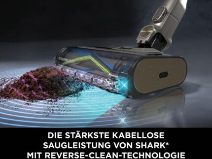 Shark PowerDetect Clean & Empty Akku-Staubsauger mit Absaugstation, bis 70 Min. Laufzeit, kabellos, selbstentleerend, für Tierhaare, Allergiker, Teppich und Hartböden, mit LED-Licht, IP3225EUT