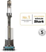 Shark PowerDetect Clean & Empty Akku-Staubsauger mit Absaugstation, bis 70 Min. Laufzeit, kabellos, selbstentleerend, für Tierhaare, Allergiker, Teppich und Hartböden, mit LED-Licht, Gold, IP3253EUT