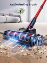 Akku Staubsauger Kabellos 600W 50KPa, Akkustaubsauger mit 65 Min Laufzeit, Selbststehender Stabstaubsauger mit Wandhalterung & Ladefunktion, Touchscreen, Für Teppich, Hartboden & Tierhaare