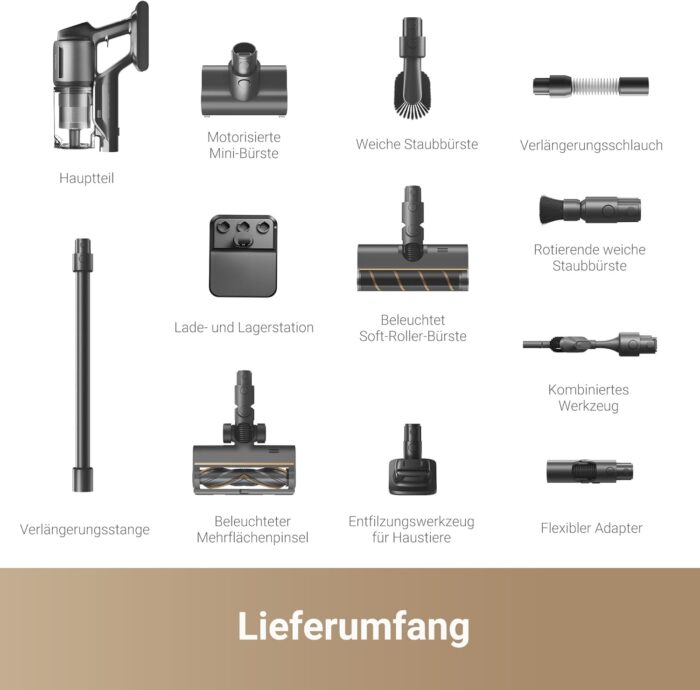 dreame Z30 Kabelloser Bodenstaubsauger, 28,000PA / 310 AW Saugkraft, 90 min Max Reinigungszeit, Dust-Reveal-Technologie, Tierhaar-Entfernungswerkzeug, Multi-Flächen-Saugkraft, Schmutzerkennung