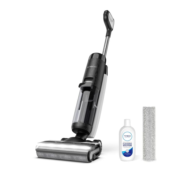 Tineco Floor ONE S7 Stretch Ultra Nass Trockensauger, 180° Lay-Flat Nasssauger, 85°C 5 Min Flashdry-Selbstreinige, 50 Min Laufzeit, DualBlock Anti-Tangle, Beide Kantenreinigen, Reinigen unter Möbeln