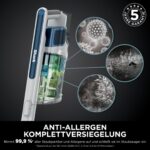 Shark PowerPro Akku-Staubsauger freistehend, bis 50 Min. Laufzeit, kabellos, beutellos, für Tierhaare, Allergiker, Teppich und Hartböden, mit LED-Licht und Knickgelenk-Rohr, Navyblau, IZ380EU