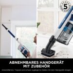 Shark PowerPro Akku-Staubsauger freistehend, bis 50 Min. Laufzeit, kabellos, beutellos, für Tierhaare, Allergiker, Teppich und Hartböden, mit LED-Licht und Knickgelenk-Rohr, Navyblau, IZ380EU