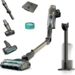 Shark PowerDetect Clean & Empty Akku-Staubsauger mit Absaugstation, bis 70 Min. Laufzeit, kabellos, selbstentleerend, für Tierhaare, Allergiker, Teppich und Hartböden, mit LED-Licht, Gold, IP3253EUT