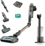 Shark PowerDetect Clean & Empty Akku-Staubsauger mit Absaugstation, bis 70 Min. Laufzeit, kabellos, selbstentleerend, für Tierhaare, Allergiker, Teppich und Hartböden, mit LED-Licht, Gold, IP3253EUT