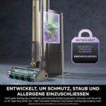 Shark PowerDetect Clean & Empty Akku-Staubsauger mit Absaugstation, bis 70 Min. Laufzeit, kabellos, selbstentleerend, für Tierhaare, Allergiker, Teppich und Hartböden, mit LED-Licht, Gold, IP3253EUT