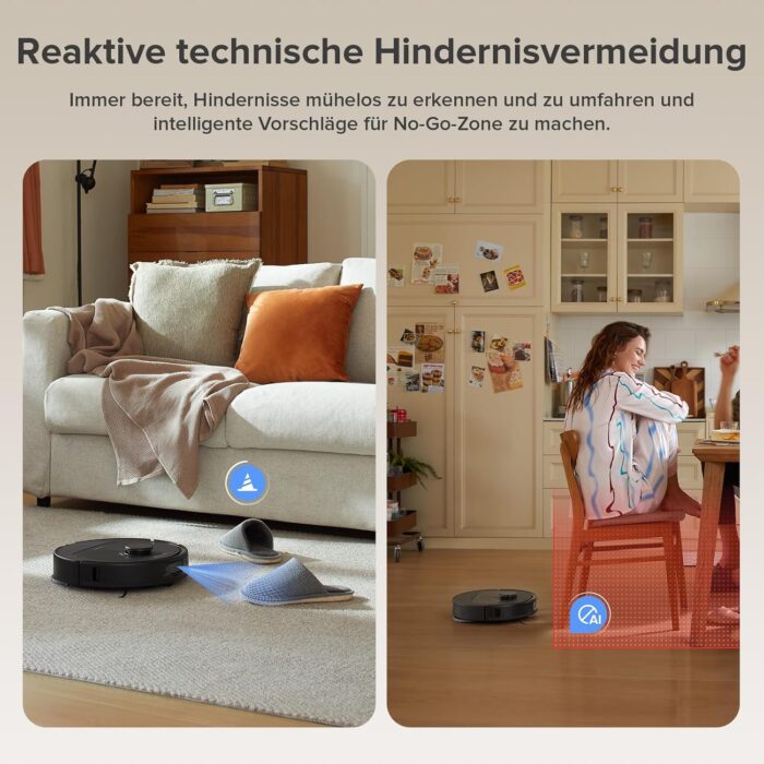roborock Qrevo Serie Saugroboter mit Wischfunktion, 8000Pa Saugkraft(verbessert von Qrevo S), Anti-Verfilzungs-Seitenbürste, Hindernisvermeidung, LiDAR-Navigation, All-in-One Dock,Schwarz(QV 35A Set)