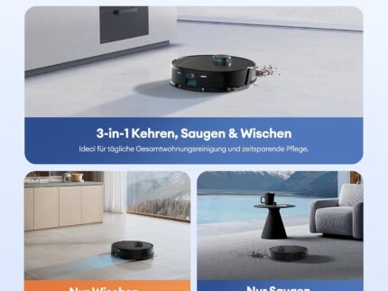 Ultenic Saugroboter mit Wischfunktion, 10000Pa 200Min Staubsauger Roboter mit Absaugstation 3,5L, LiDAR Navigation, 4-in-1 Saug und Wischroboter für Teppich Tierhaare Böden, APP Steuerung