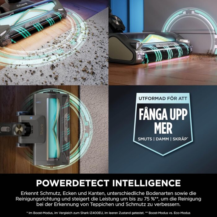 Shark PowerDetect Clean & Empty Akku-Staubsauger mit Absaugstation, bis 70 Min. Laufzeit, kabellos, selbstentleerend, für Tierhaare, Allergiker, Teppich und Hartböden, mit LED-Licht, Gold, IP3253EUT